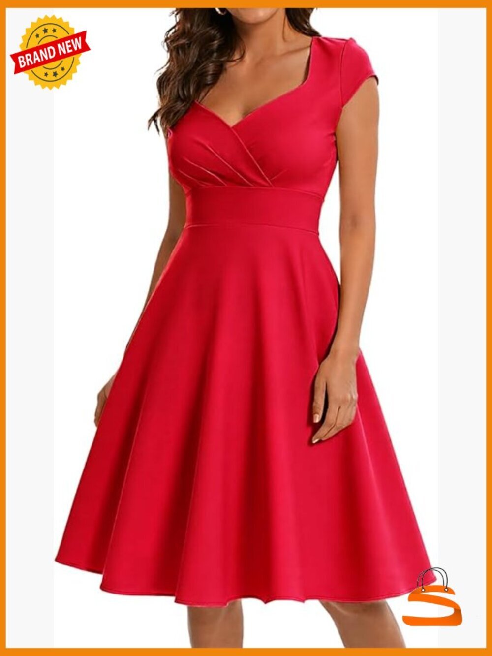 Women's 1950s Retro Vintage Cocktail Party Swing Dress with Sweetheart Neckline